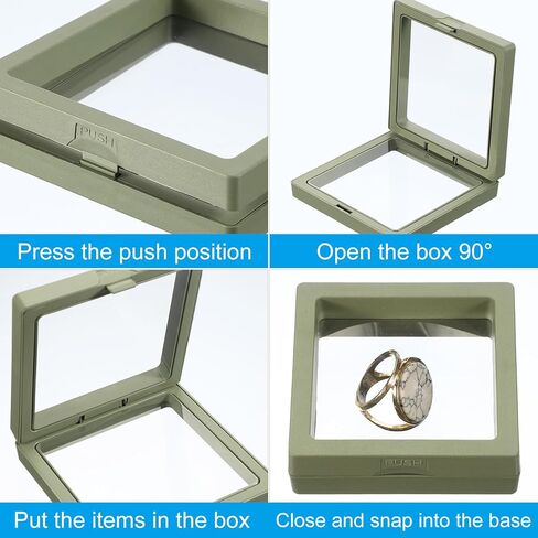 PATIKIL 3D Floating Frame Display Stand, 12 Pack 3.5x3.5 Inch Challenge Coin Display Stand Holder Transparent PE Jewelry Storage Box Floating Display Case with Base, Black&Pink in Saudi Arabia
