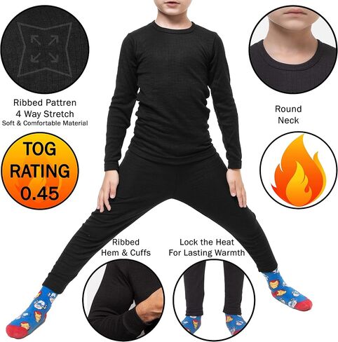 Boys Cold Weather Fleece-Lined Thermal Underwear 2-Piece Set in Saudi Arabia