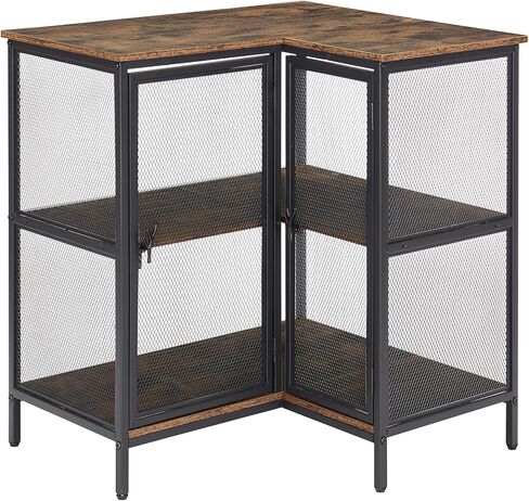 vecelo خزانة زاوية من 3 طبقات مع أبواب وأرفف تخزين، حامل تلفزيون صناعي متعدد الأغراض، طاولة قائمة بذاتها، لغرفة المعيشة الصغيرة والمنزل والمكتب والمطبخ، بني ريفي in Kuwait