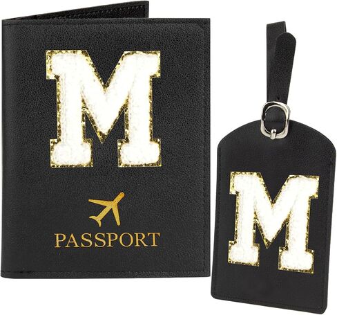 Passport Holder for Travel Essentials for Women Initial Luggage Tags for Suitcase PU Leather Passport Cover International Travel Must Haves Cute Passport Wallet Waterproof Case Name Tag for Luggage M in Saudi Arabia