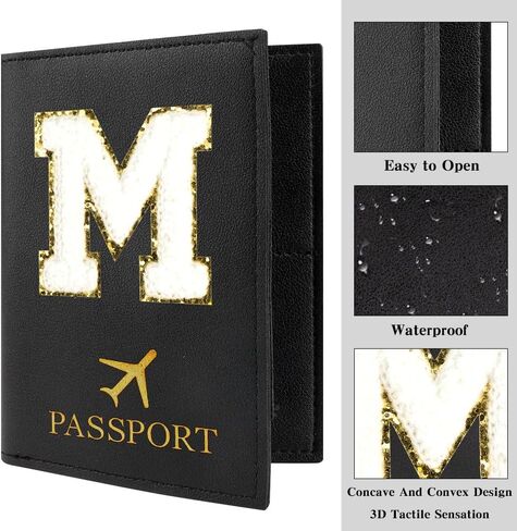 Passport Holder for Travel Essentials for Women Initial Luggage Tags for Suitcase PU Leather Passport Cover International Travel Must Haves Cute Passport Wallet Waterproof Case Name Tag for Luggage M in Saudi Arabia