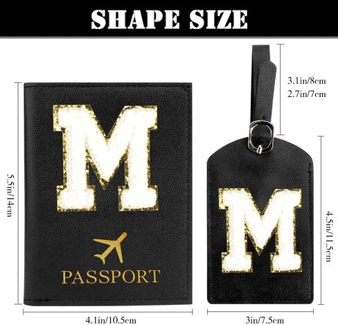 Passport Holder for Travel Essentials for Women Initial Luggage Tags for Suitcase PU Leather Passport Cover International Travel Must Haves Cute Passport Wallet Waterproof Case Name Tag for Luggage M in Saudi Arabia