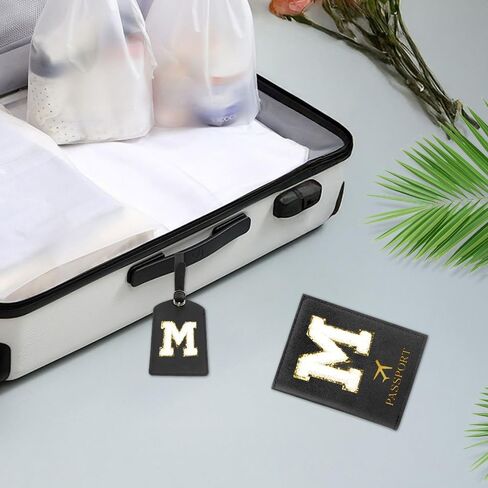 Passport Holder for Travel Essentials for Women Initial Luggage Tags for Suitcase PU Leather Passport Cover International Travel Must Haves Cute Passport Wallet Waterproof Case Name Tag for Luggage M in Saudi Arabia