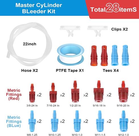 Master Cylinder Bleeder Kit Replacement for 14151, Brake Bleeding Kit, Imperial and Metric Connection Fittings, 22" Hose x2, Clamp x2, with PTFE Tape, Coolant Bleeder Tools Kit (New for 14151) in Saudi Arabia