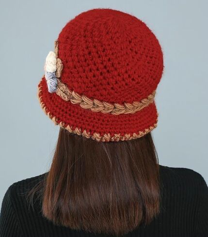 Flower Knit Crochet Fuzzy Bucket Hat Women Winter Warm Beanies Hat Furry Plush Faux Fur Fishing Skull Cap Fishman Hats in Saudi Arabia