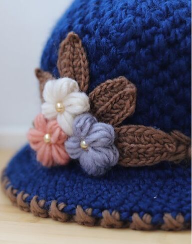 Flower Knit Crochet Fuzzy Bucket Hat Women Winter Warm Beanies Hat Furry Plush Faux Fur Fishing Skull Cap Fishman Hats in Saudi Arabia