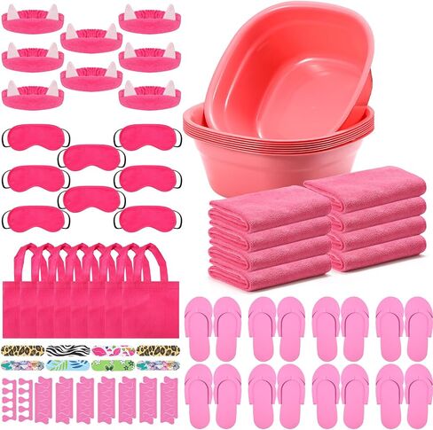 Jeyiour 72 Pcs Foot Spa Set for Girls Include Foot Tub Washbasin Hand Towels Spa Kit Accessories for Spa Party in Saudi Arabia