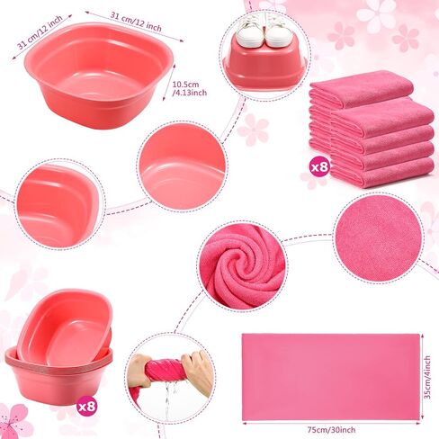 Jeyiour 72 Pcs Foot Spa Set for Girls Include Foot Tub Washbasin Hand Towels Spa Kit Accessories for Spa Party in Saudi Arabia