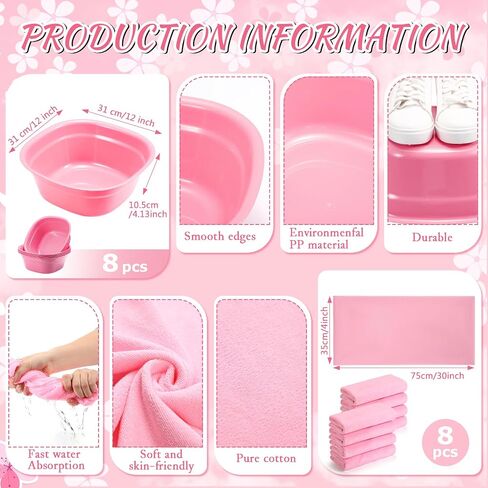 Jeyiour 72 Pcs Foot Spa Set for Girls Include Foot Tub Washbasin Hand Towels Spa Kit Accessories for Spa Party in Saudi Arabia