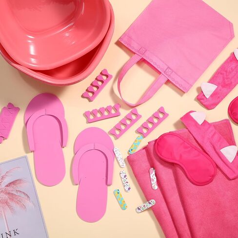 Jeyiour 72 Pcs Foot Spa Set for Girls Include Foot Tub Washbasin Hand Towels Spa Kit Accessories for Spa Party in Saudi Arabia