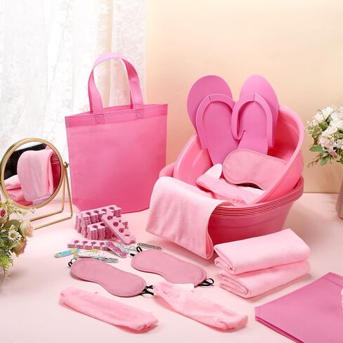 Jeyiour 72 Pcs Foot Spa Set for Girls Include Foot Tub Washbasin Hand Towels Spa Kit Accessories for Spa Party in Saudi Arabia