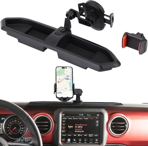 Phone Mount with Storage Tray for Wrangler 2018-2023JL/JLU 2020-2023 JT Dash Multi-Mount Phone Holder Kit for Jeep Wrangler JL/JLU/JT Accessories Interior Accessories in Saudi Arabia