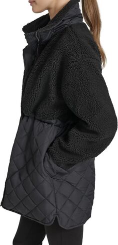 Andrew Marc Women's Mixed Media Tunic Length Faux Sherpa Jacket in Saudi Arabia