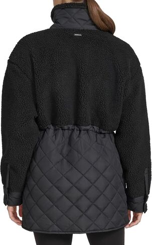 Andrew Marc Women's Mixed Media Tunic Length Faux Sherpa Jacket in Saudi Arabia