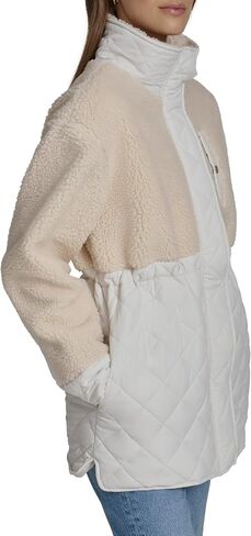 Andrew Marc Women's Mixed Media Tunic Length Faux Sherpa Jacket in Saudi Arabia