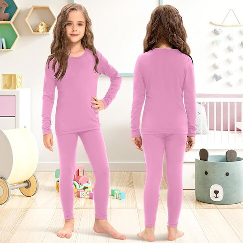 Silkfly 5 Set Thermal Underwear Soft Fleece Lined Long Underwear Kids Base Layer Top Bottom Warm Set for Winter Skiing in Saudi Arabia