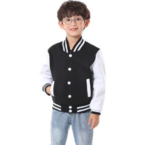 Kids Baseball Jackets Boys Girls Fit Varsity Jacket Casual Lightweight Plain Cardigan Button School Coat