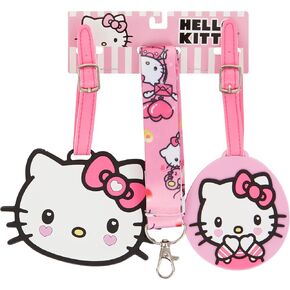 Hello Kitty Lugagge Tag - Pink 3 Peice Lugagge Tag and Lanyard Set - Officially Licensed Hello Kitty Merchendise
