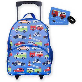 Wildkin Kids Rolling Luggage Bundle with 2 Matching Bag Tags (Heroes)