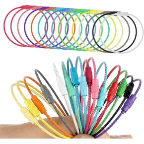 15 Pack Stainless Steel Wire Keychains Metal Luggage Tag Loops Wire Keychain Cable Wire Rings Key Tags with Ring Key Chain Rings for Crafts Pull Apart Key Chain for Luggage Tags Tag Keepers Key Fobs