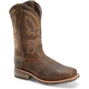 Double-H 11" Jeyden Waterproof Western Boots for Men - Square Toe Leather Upper with PU Footbed and Oil- and Slip-Resistant I.C.E. Outsole, EH-Rated