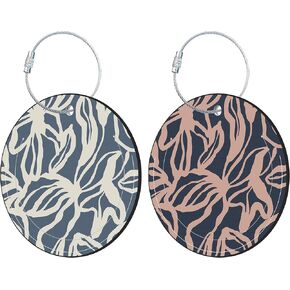 Round Cute Luggage Tags 2 Pack Moon Sun Creative Baggage Tags,Cruise Travel Baggage Suitcases Tag with Stainless Steel Loop ID Tag Privacy Flap