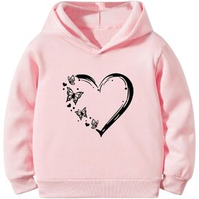 SOLY HUX Girl's Graphic Hoodies Butterfly Heart Print Long Sleeve Pullover Sweatshirt