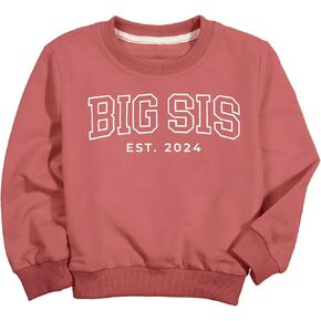 LOTUCY Big Sister Sweatshirt Toddler Girls Big Sis Est 2025 Long Sleeve Crewneck Pullover Sibling Reveal Announcement