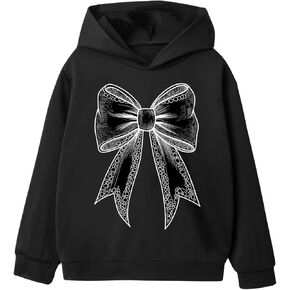 MakeMeChic Girl's Bow Printed Hoodie Long Sleeve Athletic Sweatshirt Pullover Top