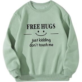 SweatyRocks Girl's Sweatshirt Letter Graphic Round Neck Long Sleeve Drop Shoulder Pullover Shirts Green 8Y