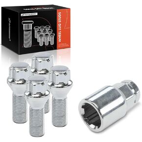 A-Premium 4-PC M14-1.5 Wheel Studs W/Socket Key Compatible with Volvo XC60 10-20, XC90 16-20, S60 11-20, XC40 19-20, XC70 S80 15-16, S90 17-20, V60 15-20 - 17/19 mm Hex, 30 mm Shank, 61 mm Thread