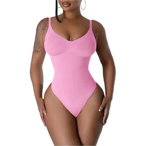 SOLY HUX Bodysuits for Women V Neck Spaghetti Strap Backless Cami Bodysuit Top