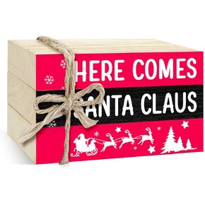 3 Pcs Christmas Decorative Books for Home Decor, Mini Faux Books Decoration, Xmax Wooden Books Tiered Tray Decor, Stacked Books for Decorating Living Room Coffee Tables Bookshelf Fireplace（30）