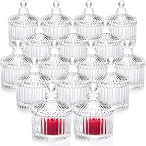 Votive Candle Holders Set of 16, Glass Candle Jars with Lids, Tealight Candle Holder for Wedding, Table Centerpiece, Home Decor