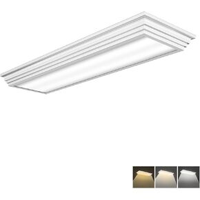 FAITHSAIL Dimmable 4FT LED Wraparound Light, 3 Color Temperature 3000K/4000K/5000K CCT 50W 5500LM 4 Foot Kitchen LED Light Fixture, Flush Mount 48 Inch Linear Ceiling Lighting Fixture, 1 Pack