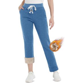 TACVASEN Women's Sherpa Lined Sweatpants Warm Fleece Lined Pants Soft Cotton Winter Thermal Pants with Pockets Athletic