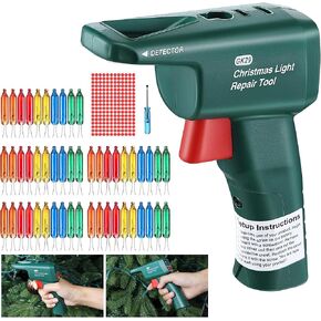Christmas Light Repairing Tool with 50 Mini Christmas Replacement Bulbs for Incandescent Light, Christmas Light Bulb Tester Fuse Fixer Checker, Label, Fixes String Light Sets(Colorful)