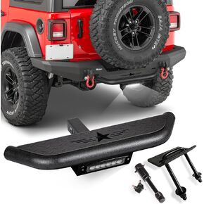 Universal Bumper Hitch Step Trailer with LED Light for 2 Inch Receiver Compatible with Pickups Trucks SUVs Vans ATVs, with U-Bolts Stabilize & Pin Lock,Towing Rear Guard Protector bar