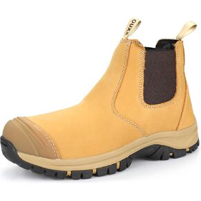 OUXX Work Boots for Men, Steel Toe Slip-on Safety Shoes, Slip-Resistant, Water Resistant, Puncture-Proof(OX2622)