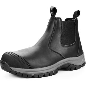 OUXX Work Boots for Men, Steel Toe Slip-on Safety Shoes, Slip-Resistant, Water Resistant, Puncture-Proof(OX2622)