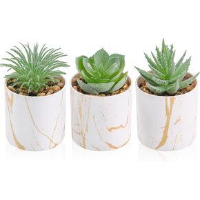 Der Rose 3 Pack Small Fake Plants Succulents Plants Artificial in Pots for Home Office Desk Decor for Women
