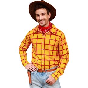 Arvilhill Men's Halloween Woody Shirt Cowboy Plaid Button Up Shirt (S-3XL)