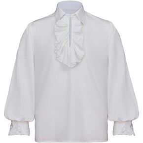 Men's Medieval Pirate Shirts Renaissance Ruffled Long Sleeve Steampunk Costume