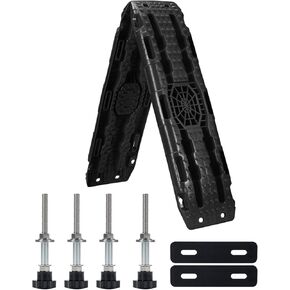 Recovery Traction Boards，42"LX12"W Recovery Tracks w/Jack Base, Tire Traction Ramps Mats w/ 4Pcs Mounting Kit, Car Traction Boards for 4x4 Accessories Off Road 4WD SUV Truck-Mud, Sand, Snow