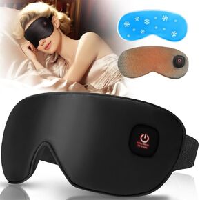 Cooling & Heat Eye Mask for Sleeping, Cordless Heated Silk Sleep Mask, Eye Compress for Dry Eyes, 3 Temperature, Auto Shut-Off for Sleep, Adjustable Straps, Washable Mask for Women Men in Saudi Arabia