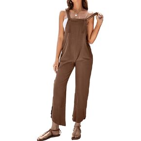 Omoone Women Sleeveless Cotton Straps Baggy Jumpsuit Overalls Casual Summer Bib Rompers Pockets