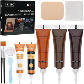 SEISSO Leather Repair for Furniture,Leather and Vinyl Repair Kit, Vinyl Repair for Boat Car Seat Couch Jacket Purse, Fix Tears Burn Holes Scratches, Restore Pleather, Bonded, Italian, Genuine