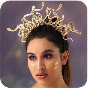 BARTOSI Medusa Snake Headband Gold Snake Headband Halloween Tiara Headpiece Dress up Headdress Hair Accessories for Women and Girls Costume Party Supplies