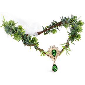 MOSTORY الظلام زهرة الجنية تاج - اليدوية قزم الزهور غطاء الرأس الغابات تاج Elven Circlet للنساء الفتيات تأثيري عصر النهضة كرنفال حفلة تنكرية صورة تبادل لاطلاق النار