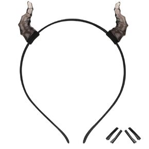 MOSTORY Black Demon Horns Headband - Handmade Devil Horn Headband Gothic Horn Hairband with Clips Dark Hairhoop for Renaissance Halloween Cosplay Masquerade Witch Photo Shoot